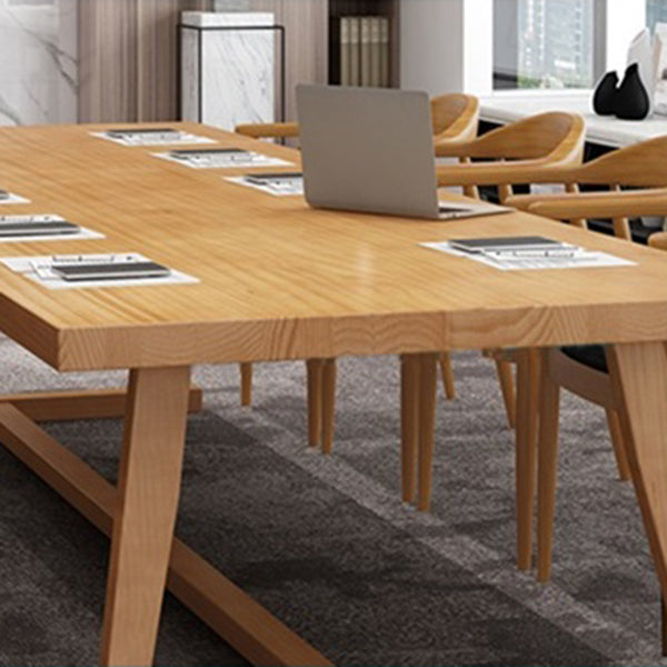 Solid Wood Contemporary Dining Table Rectangle Table with Trestle base