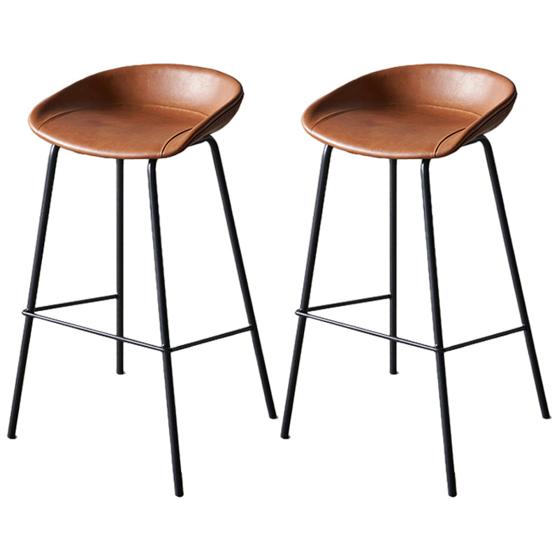 Industrial Indoor Barstool Iron Distressed Quilted Tall Stool with Leather Seat