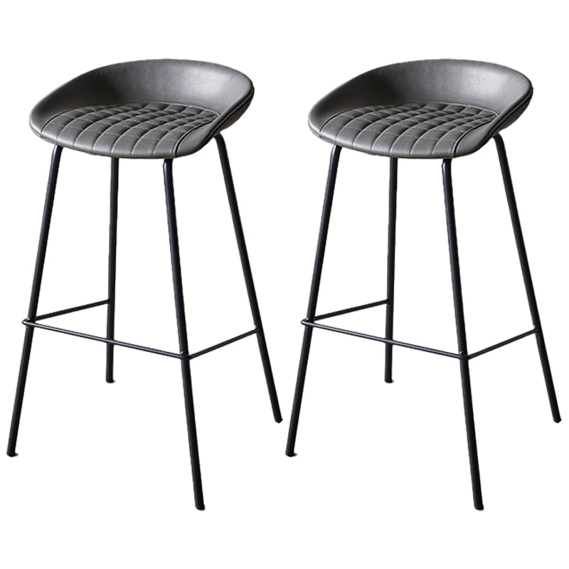 Industrial Indoor Barstool Iron Distressed Quilted Tall Stool with Leather Seat