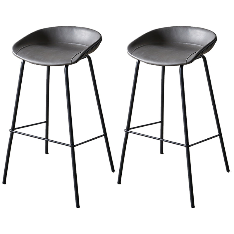 Industrial Indoor Barstool Iron Distressed Quilted Tall Stool with Leather Seat