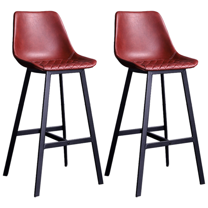 Taburete de bar con respaldo bajo de cuero envejecido, taburete alto industrial para interiores con asiento tipo cubo