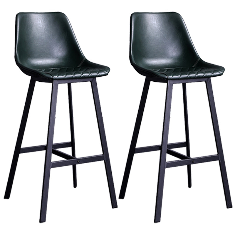 Taburete de bar con respaldo bajo de cuero envejecido, taburete alto industrial para interiores con asiento tipo cubo