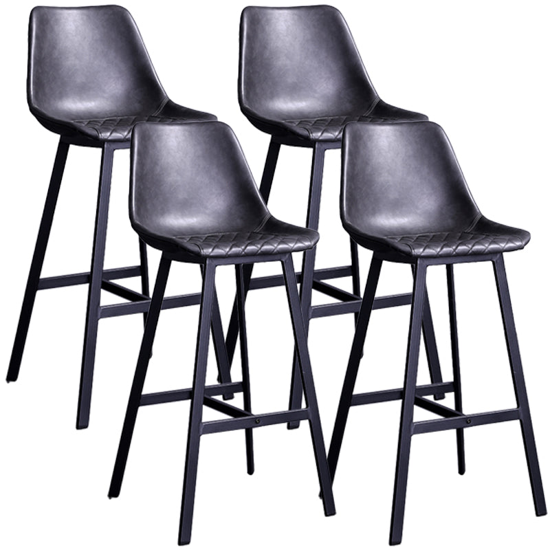 Taburete de bar con respaldo bajo de cuero envejecido, taburete alto industrial para interiores con asiento tipo cubo