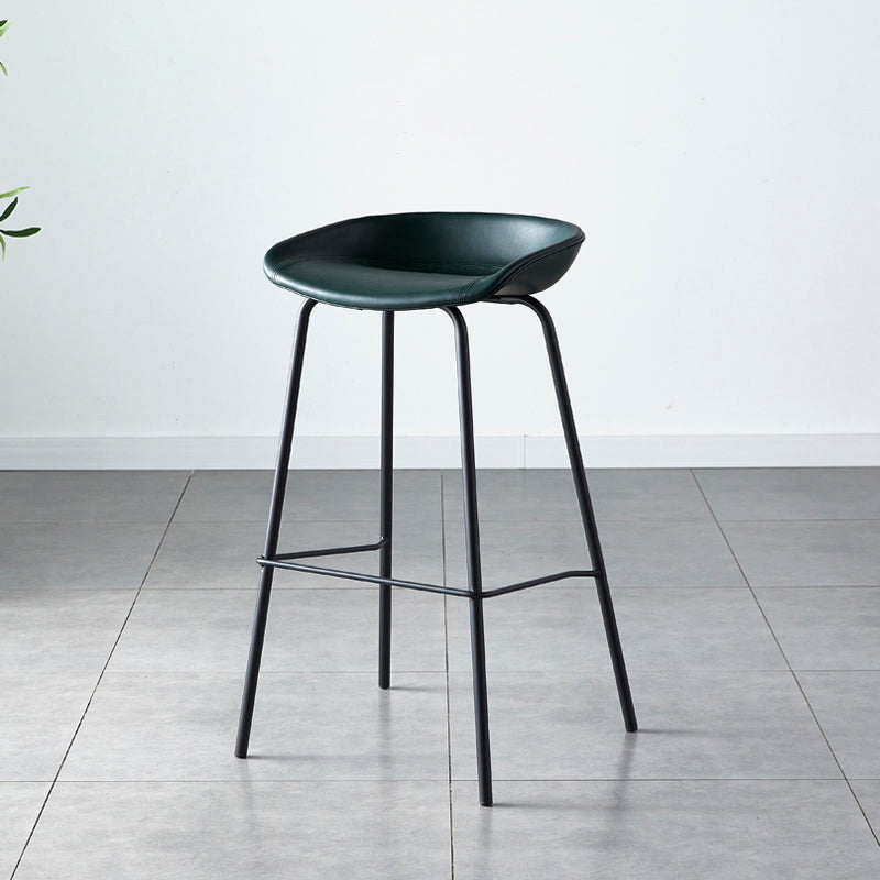 Industrial Metal Distressed Barstool Indoor Tall Stool with Leather Seat