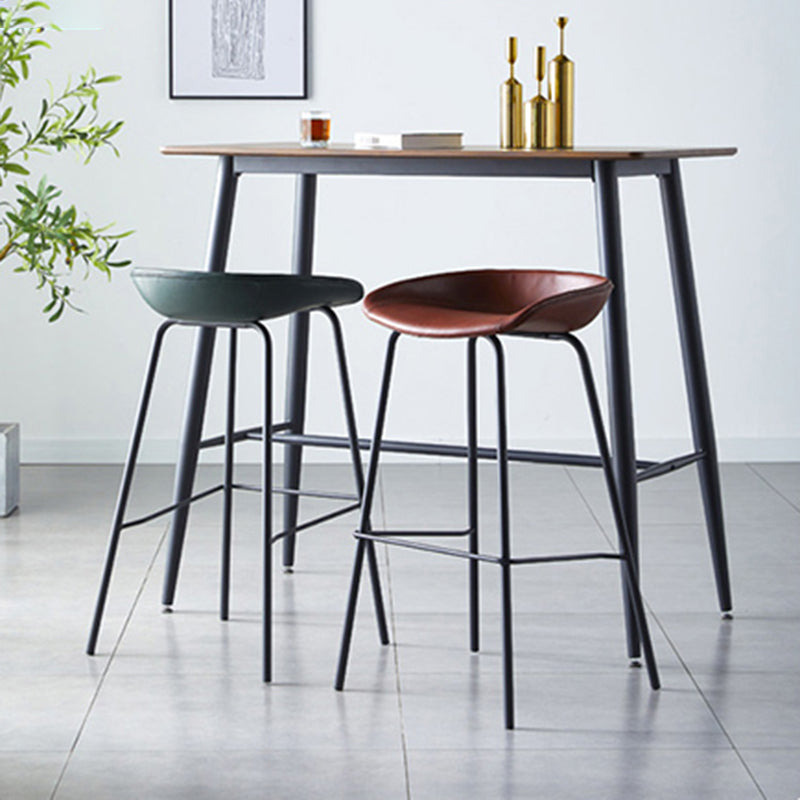 Industrial Metal Distressed Barstool Indoor Tall Stool with Leather Seat