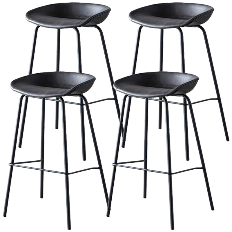 Industrial Metal Distressed Barstool Indoor Tall Stool with Leather Seat