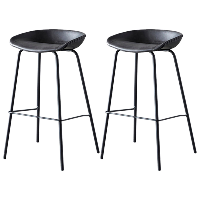 Industrial Metal Distressed Barstool Indoor Tall Stool with Leather Seat