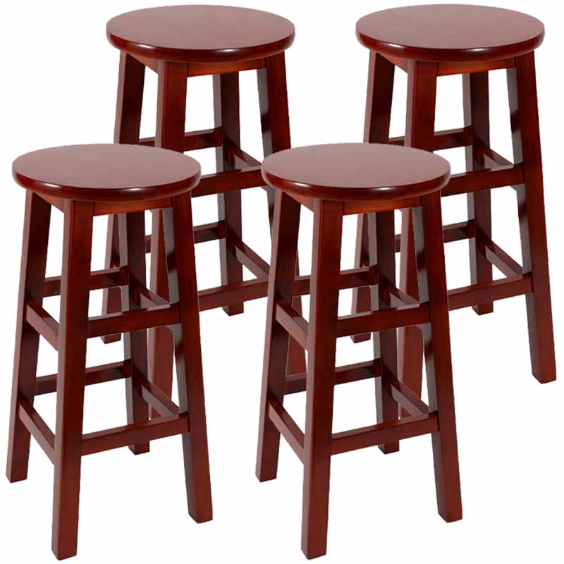 Taburete de bar retro simple de madera industrial Taburete alto interior con asiento redondo