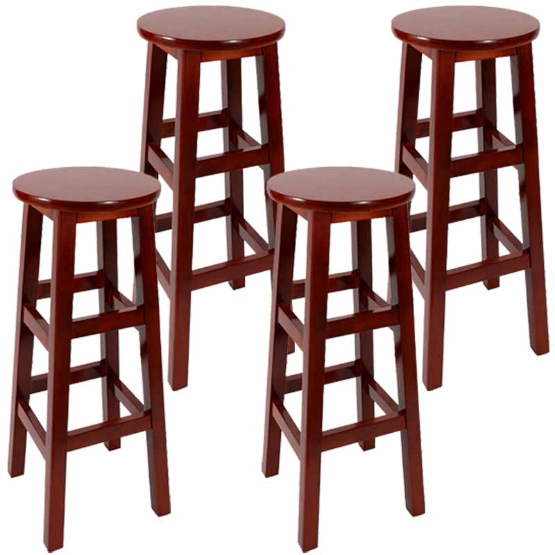 Taburete de bar retro simple de madera industrial Taburete alto interior con asiento redondo