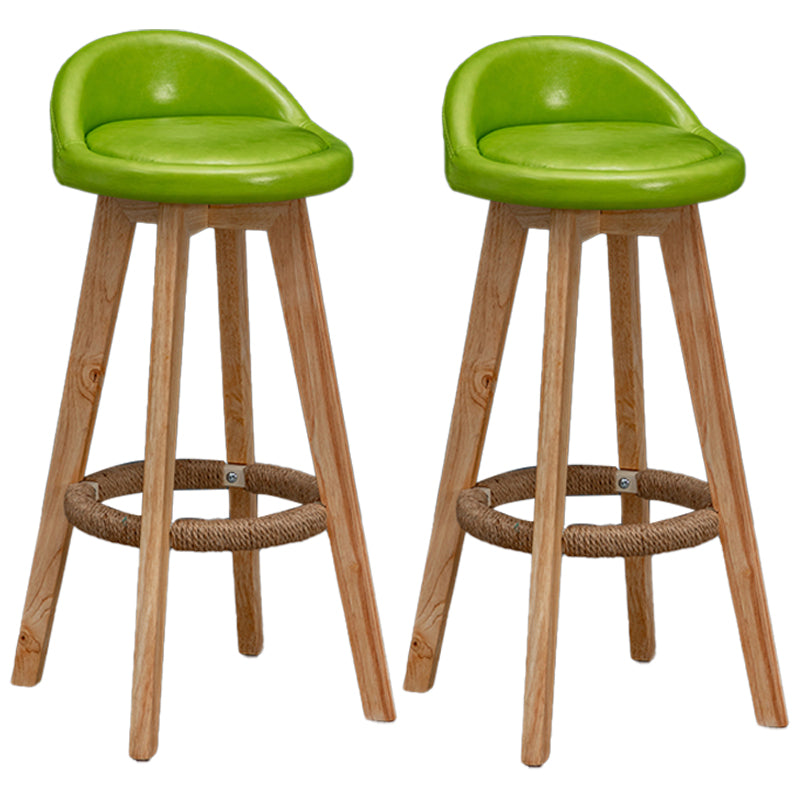 Natural Wood Upholstered Counter Stools Scandinavian Low Back Bar Stools