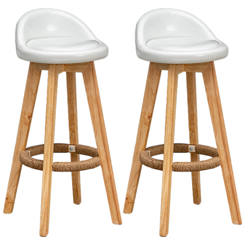 Natural Wood Upholstered Counter Stools Scandinavian Low Back Bar Stools