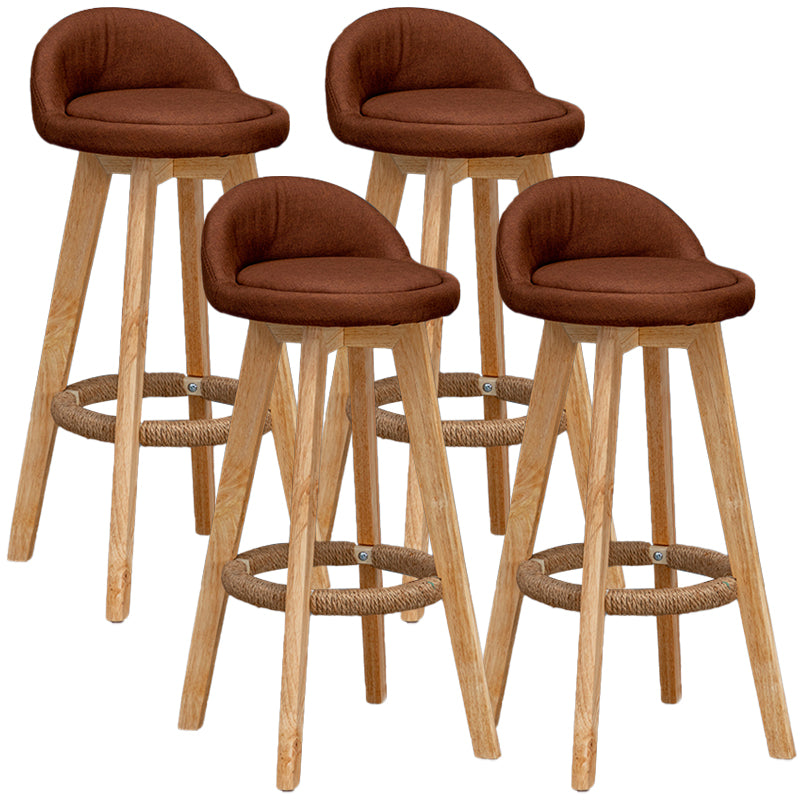 Natural Wood Upholstered Counter Stools Scandinavian Low Back Bar Stools