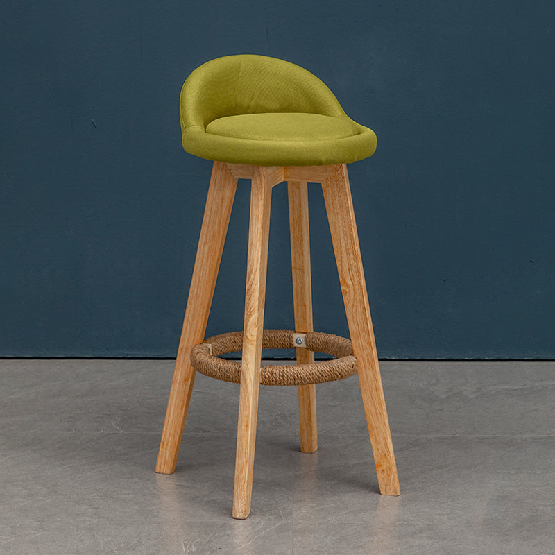 Natural Wood Upholstered Counter Stools Scandinavian Low Back Bar Stools