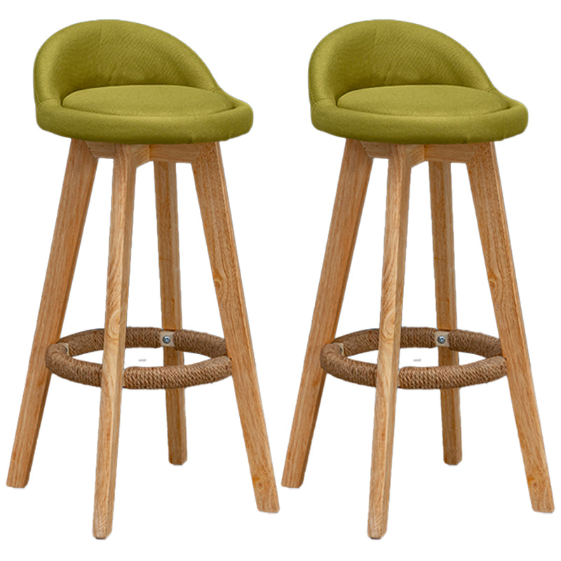 Natural Wood Upholstered Counter Stools Scandinavian Low Back Bar Stools