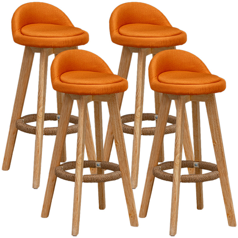 Natural Wood Upholstered Counter Stools Scandinavian Low Back Bar Stools
