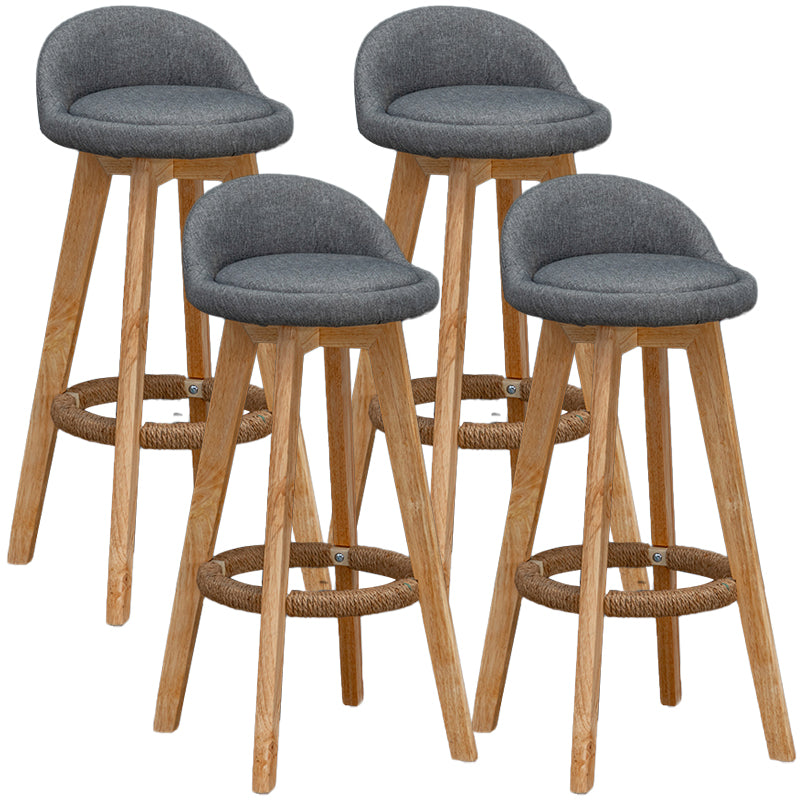 Natural Wood Upholstered Counter Stools Scandinavian Low Back Bar Stools
