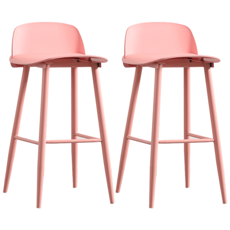 Scandinavian Plastic Counter Stools Low Back Indoor Bar Stools with Metal Footrest
