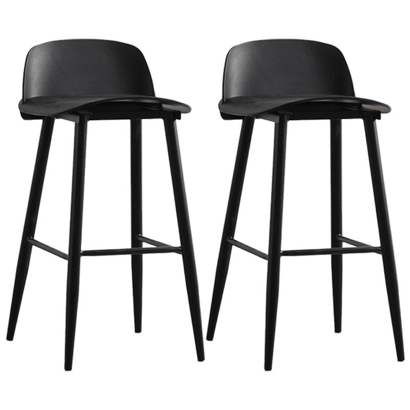 Scandinavian Plastic Counter Stools Low Back Indoor Bar Stools with Metal Footrest