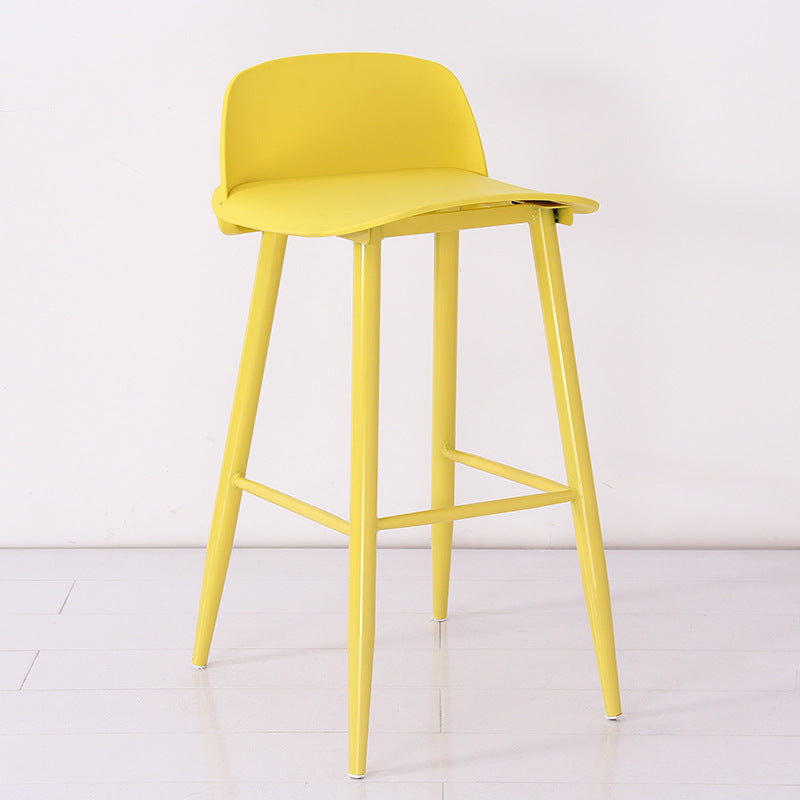 Scandinavian Plastic Counter Stools Low Back Indoor Bar Stools with Metal Footrest