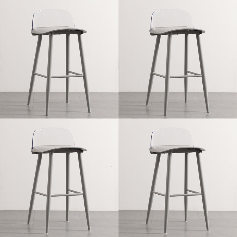 Scandinavian Plastic Counter Stools Low Back Indoor Bar Stools with Metal Footrest