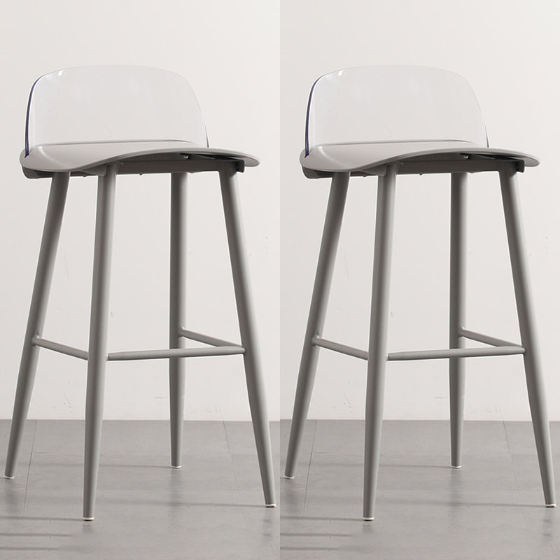 Scandinavian Plastic Counter Stools Low Back Indoor Bar Stools with Metal Footrest