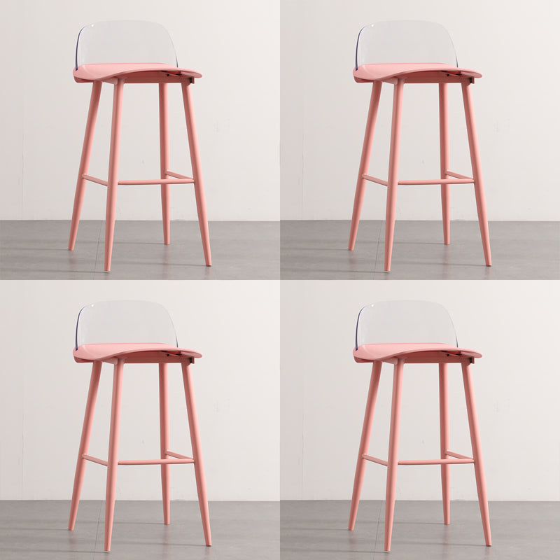 Scandinavian Plastic Counter Stools Low Back Indoor Bar Stools with Metal Footrest