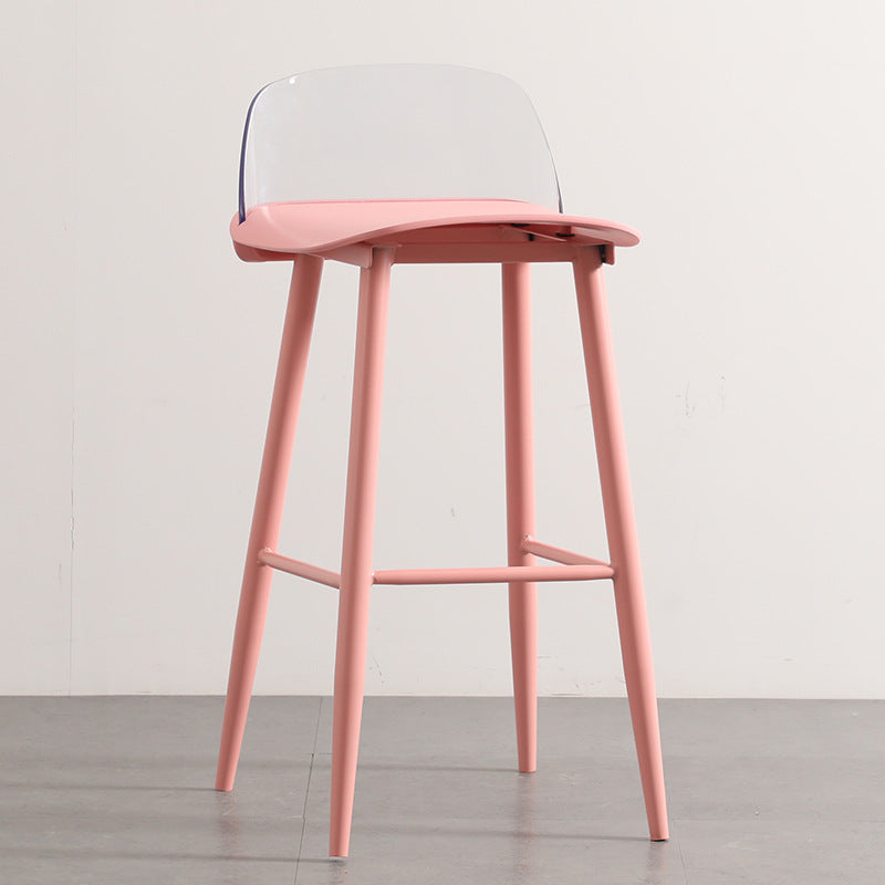 Scandinavian Plastic Counter Stools Low Back Indoor Bar Stools with Metal Footrest