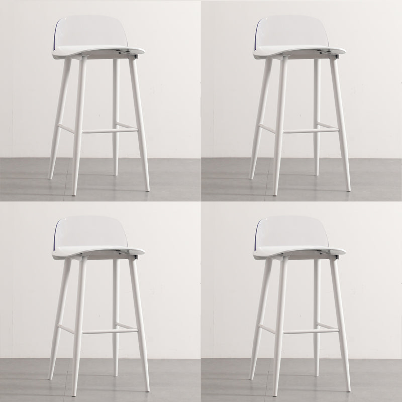 Scandinavian Plastic Counter Stools Low Back Indoor Bar Stools with Metal Footrest