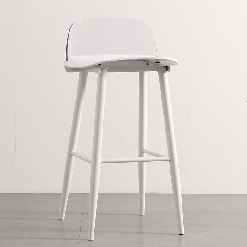 Scandinavian Plastic Counter Stools Low Back Indoor Bar Stools with Metal Footrest