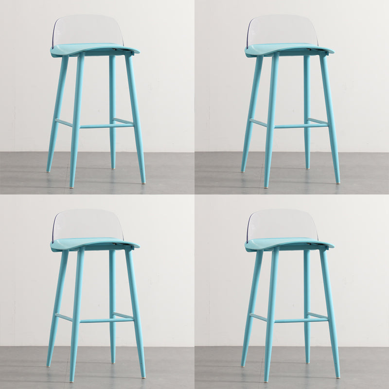 Scandinavian Plastic Counter Stools Low Back Indoor Bar Stools with Metal Footrest