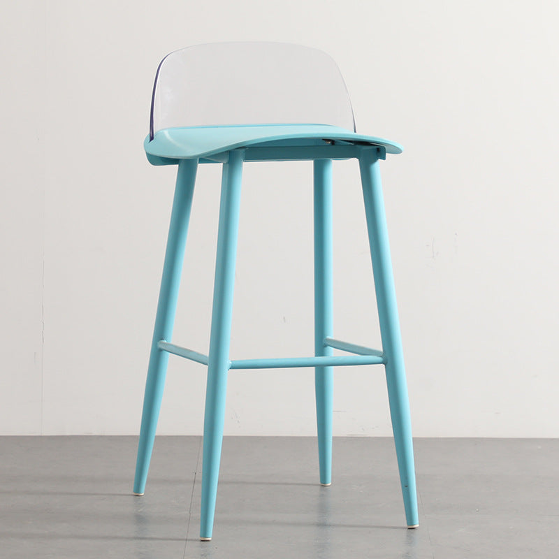 Scandinavian Plastic Counter Stools Low Back Indoor Bar Stools with Metal Footrest