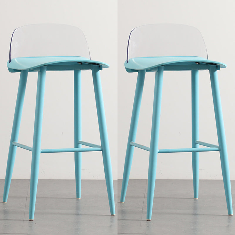 Scandinavian Plastic Counter Stools Low Back Indoor Bar Stools with Metal Footrest