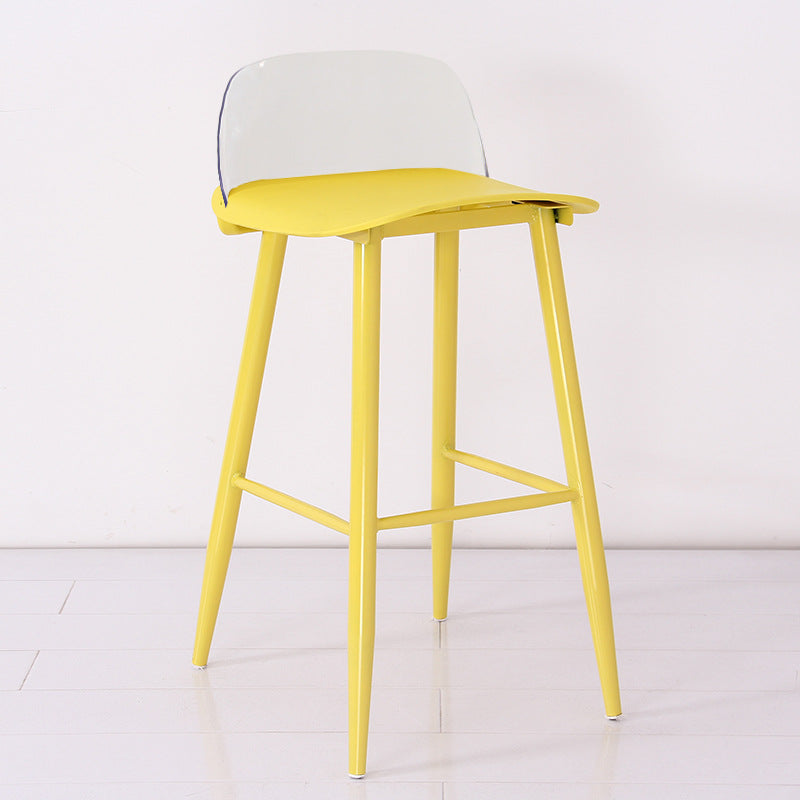 Scandinavian Plastic Counter Stools Low Back Indoor Bar Stools with Metal Footrest