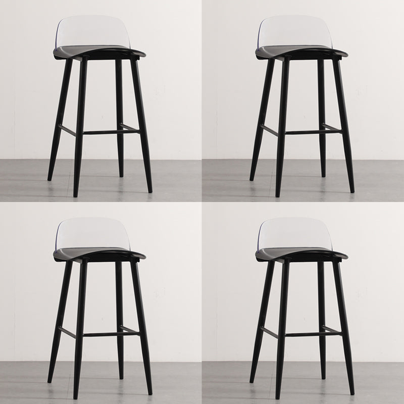 Scandinavian Plastic Counter Stools Low Back Indoor Bar Stools with Metal Footrest