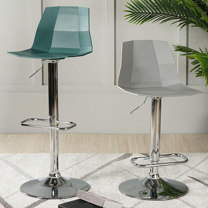 Adjustable Height Swivel Counter Stools Iron Plastic Silver Scandinavian Bar Stools