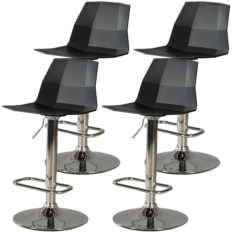 Adjustable Height Swivel Counter Stools Iron Plastic Silver Scandinavian Bar Stools