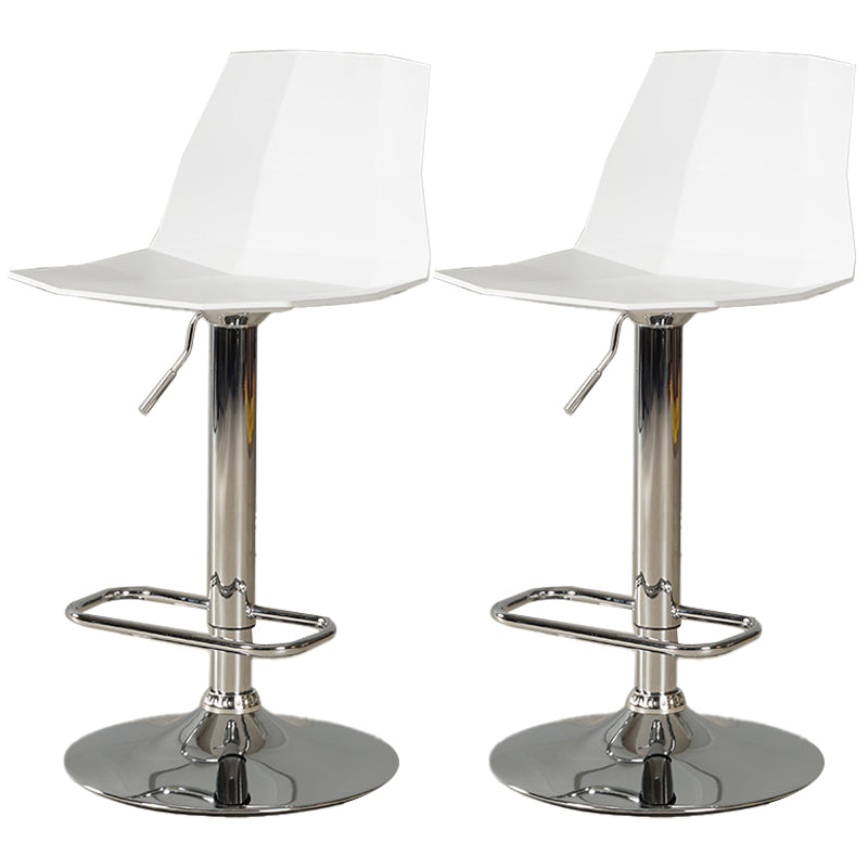 Adjustable Height Swivel Counter Stools Iron Plastic Silver Scandinavian Bar Stools