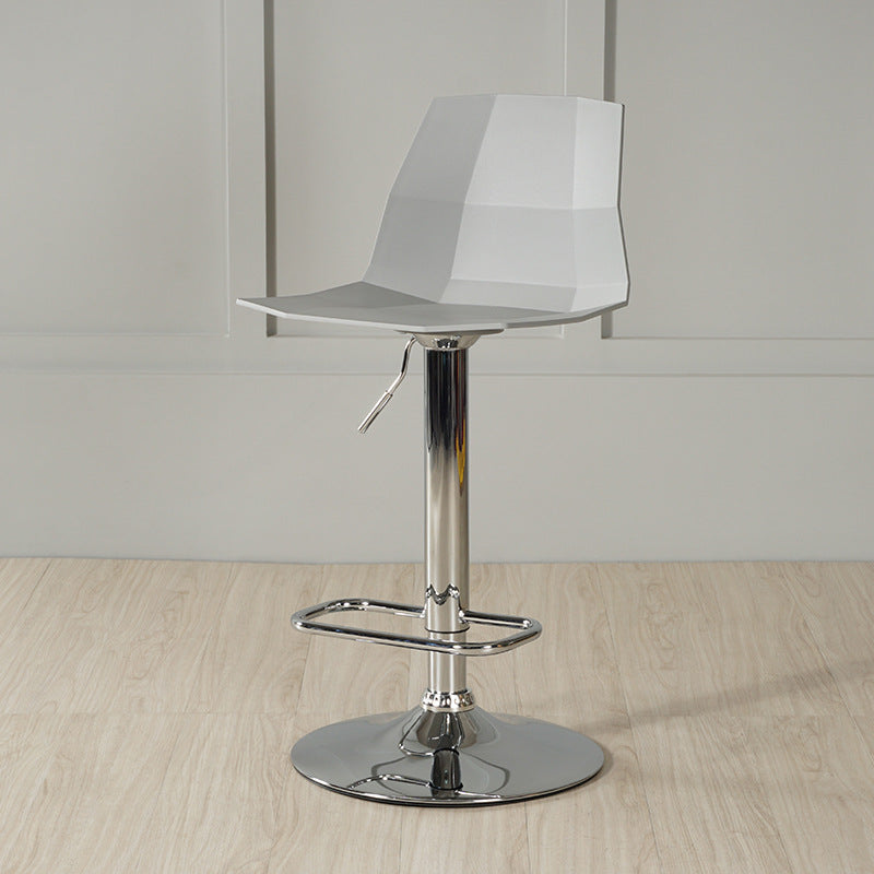 Adjustable Height Swivel Counter Stools Iron Plastic Silver Scandinavian Bar Stools