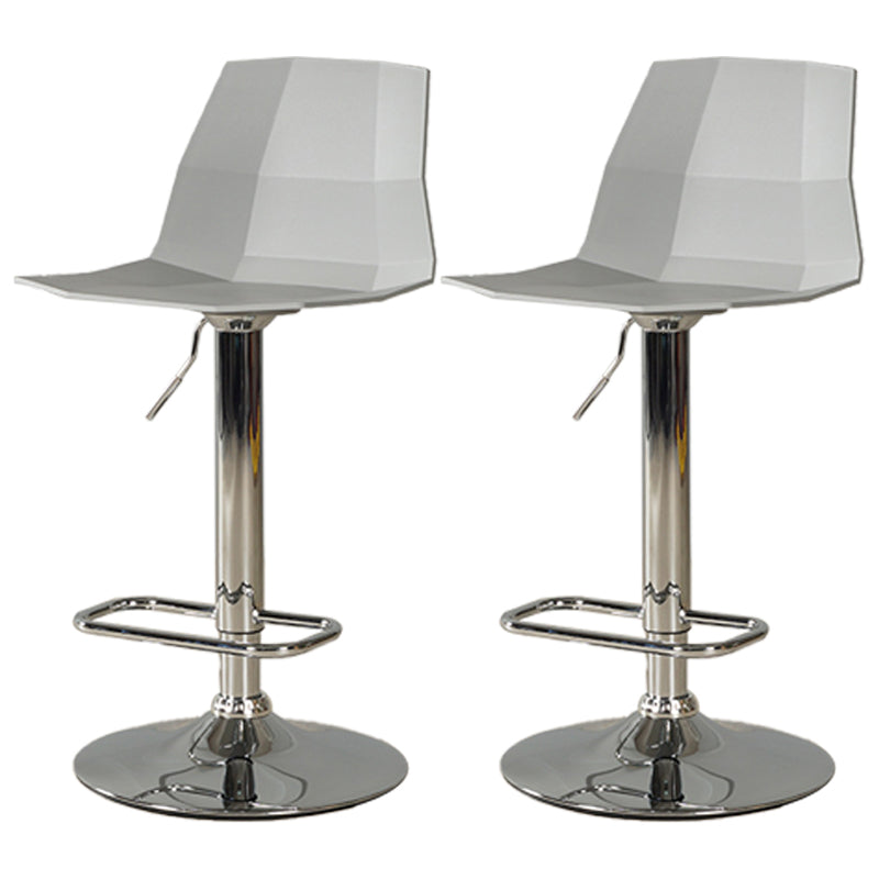 Adjustable Height Swivel Counter Stools Iron Plastic Silver Scandinavian Bar Stools