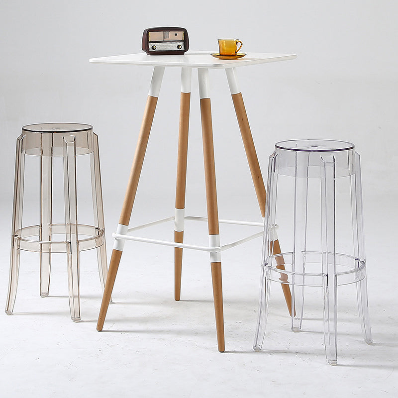 Sgabelli da bar scandinavi senza schienale in plastica trasparente