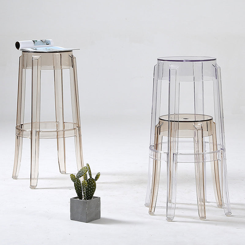 Taburetes de mostrador de plástico transparente apilables sin espalda taburetes de bar escandinavos (juego de 2)