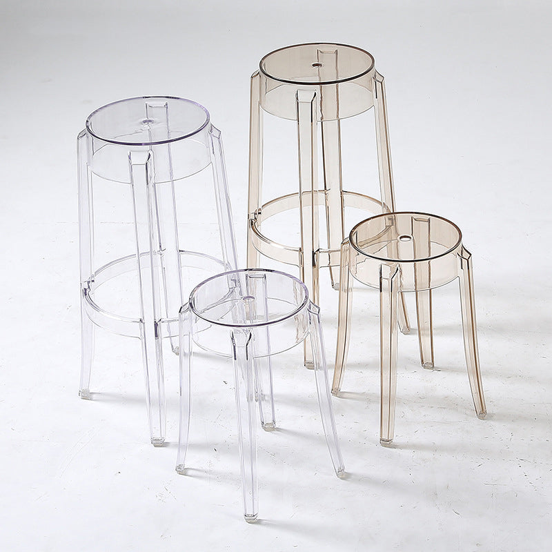 Sgabelli da bar scandinavi senza schienale in plastica trasparente