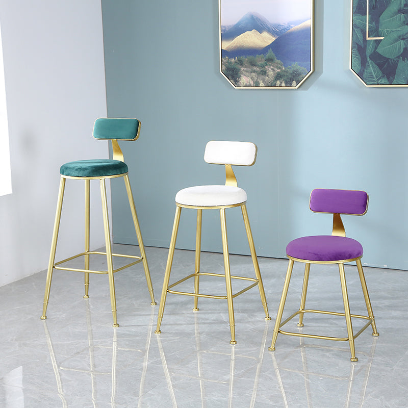Taburete de bar de estilo escandinavo con patas de metal, asiento redondo, silla para mostrador para cocina