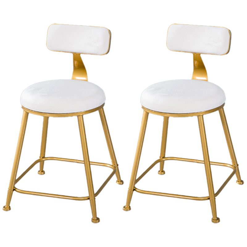 Taburete de bar de estilo escandinavo con patas de metal, asiento redondo, silla para mostrador para cocina