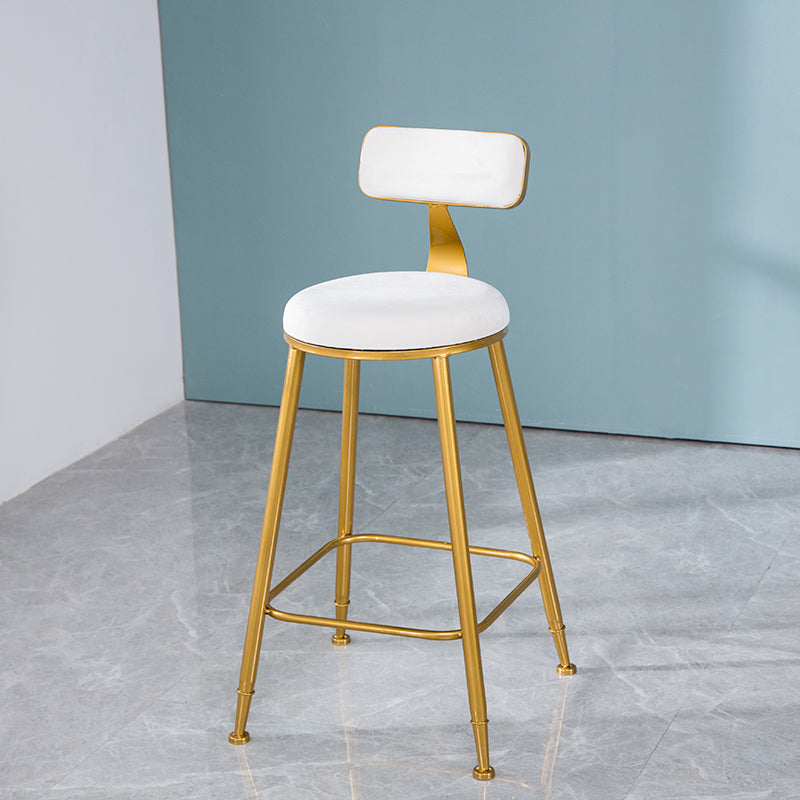 Taburete de bar de estilo escandinavo con patas de metal, asiento redondo, silla para mostrador para cocina