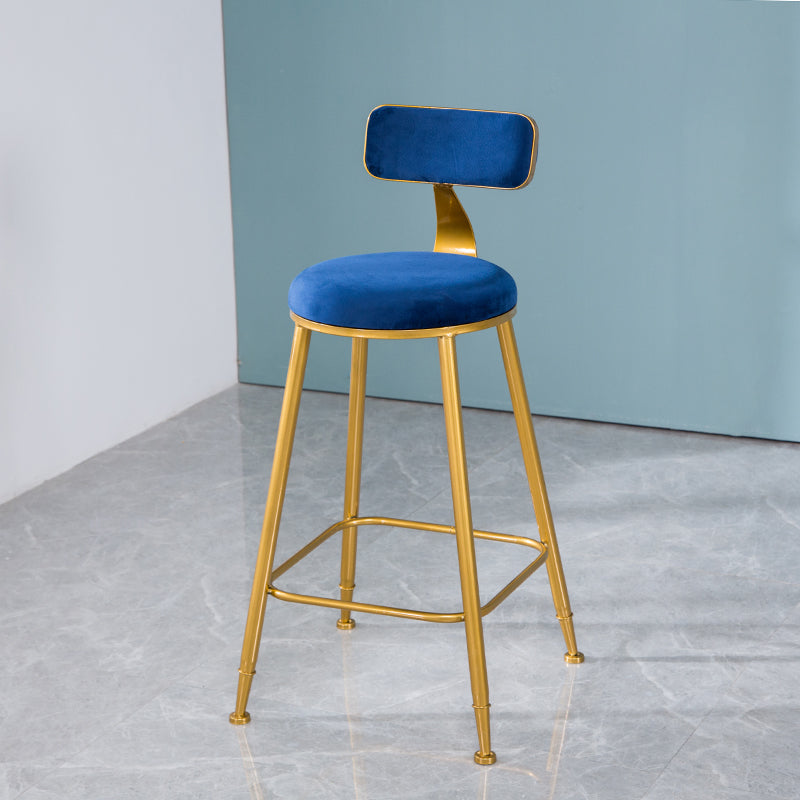 Taburete de bar de estilo escandinavo con patas de metal, asiento redondo, silla para mostrador para cocina