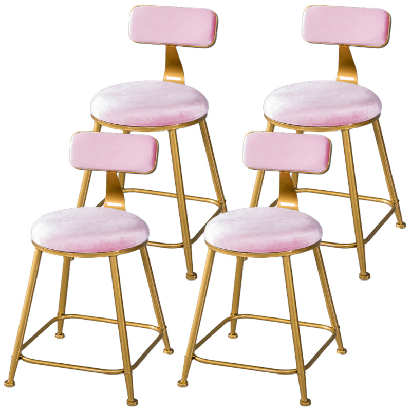 Taburete de bar de estilo escandinavo con patas de metal, asiento redondo, silla para mostrador para cocina