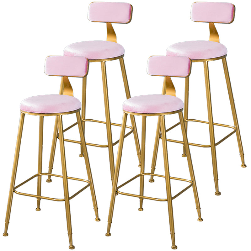 Taburete de bar de estilo escandinavo con patas de metal, asiento redondo, silla para mostrador para cocina