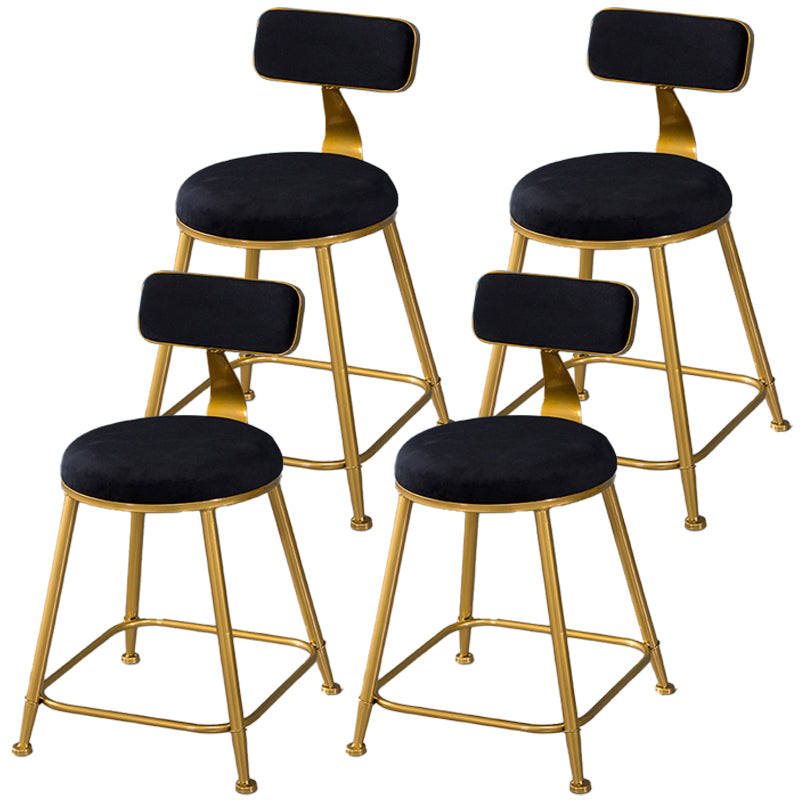 Taburete de bar de estilo escandinavo con patas de metal, asiento redondo, silla para mostrador para cocina