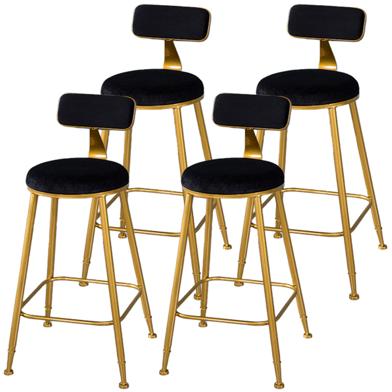 Taburete de bar de estilo escandinavo con patas de metal, asiento redondo, silla para mostrador para cocina